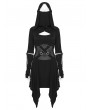 Punk Rave Black Gothic Punk Wasteland Cutout Hooded Face Mask Short Dress
