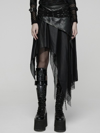 Punk Rave Black Gothic Wasteland Decadent Punk Irregular Skirt