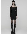 Punk Rave Black Gothic Punk Slim Fit Off-the-Shoulder Bodycon Mini Dress