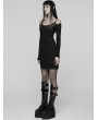 Punk Rave Black Gothic Punk Slim Fit Off-the-Shoulder Bodycon Mini Dress