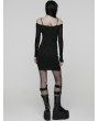 Punk Rave Black Gothic Punk Slim Fit Off-the-Shoulder Bodycon Mini Dress