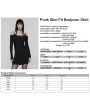 Punk Rave Black Gothic Punk Slim Fit Off-the-Shoulder Bodycon Mini Dress