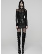 Punk Rave Black Gothic Punk Rebellious Sheer Mesh Spliced Short Dress