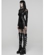 Punk Rave Black Gothic Punk Rebellious Sheer Mesh Spliced Short Dress