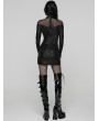Punk Rave Black Gothic Punk Rebellious Sheer Mesh Spliced Short Dress