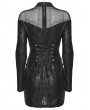 Punk Rave Black Gothic Punk Rebellious Sheer Mesh Spliced Short Dress