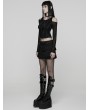 Punk Rave Black Gothic Punk Techwear Zipper Split Short Skirt