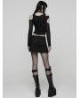 Punk Rave Black Gothic Daily Punk Irregular Hollow-Out Short T-Shirt for Women