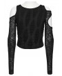 Punk Rave Black Gothic Daily Punk Irregular Hollow-Out Short T-Shirt for Women