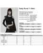 Punk Rave Black Gothic Daily Punk Irregular Hollow-Out Short T-Shirt for Women