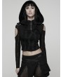 Punk Rave Black Gothic Wasteland Hooded Short Vest for Women