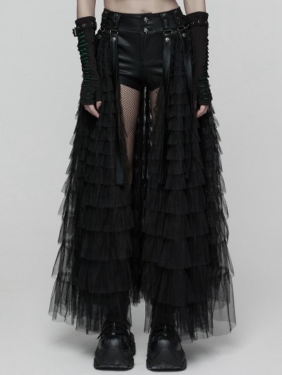 Punk Rave Black Gothic Sweet Punk Shorts with Tulle Skirt