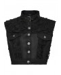 Punk Rave Black Gothic Cool Punk Short Stand Collar Vest Top for Women
