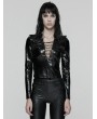 Punk Rave Black Gothic Punk Cool V-Neck Long Sleeve T-Shirt for Women