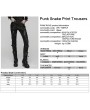 Punk Rave Black Gothic Punk Patchwork Snake Print Trousers for Women