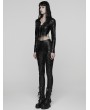 Punk Rave Black Gothic Punk Woven-Cross Panelled Leggings for Women