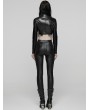 Punk Rave Black Gothic Punk Bat Collar Long Sleeve Irregular Shirt for Women