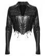 Punk Rave Black Gothic Punk Bat Collar Long Sleeve Irregular Shirt for Women