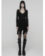 Punk Rave Black Gothic Punk Rivet Mesh Layered Irregular Dress