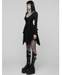 Punk Rave Black Gothic Punk Rivet Mesh Layered Irregular Dress