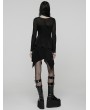 Punk Rave Black Gothic Punk Rivet Mesh Layered Irregular Dress