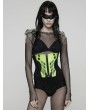 Punk Rave Black and Green Gothic Cyberpunk Armor Splicing Corset Waistband
