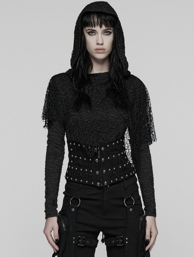 Punk Rave Black Gothic Punk Metal Rivet Underbust Corset Waistband
