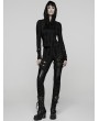 Punk Rave Black Gothic Decadent Punk Long Sleeve Hooded T-Shirt for Women