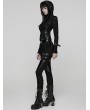 Punk Rave Black Gothic Decadent Punk Long Sleeve Hooded T-Shirt for Women