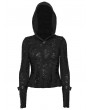 Punk Rave Black Gothic Decadent Punk Long Sleeve Hooded T-Shirt for Women
