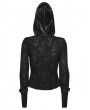 Punk Rave Black Gothic Decadent Punk Long Sleeve Hooded T-Shirt for Women