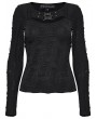 Punk Rave Black Gothic Punk Pleated Long Sleeve T-Shirt for Women