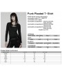 Punk Rave Black Gothic Punk Pleated Long Sleeve T-Shirt for Women