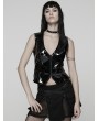 Punk Rave Black Dark Gothic Patent Leather Vest for Women