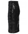 Punk Rave Black Gothic Lace Trim Patent Leather Midi Skirt