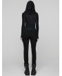 Punk Rave Black Gothic Punk Hooded Asymmetrical T-Shirt for Women