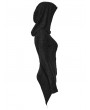 Punk Rave Black Gothic Punk Hooded Asymmetrical T-Shirt for Women