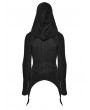 Punk Rave Black Gothic Punk Hooded Asymmetrical T-Shirt for Women