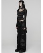 Punk Rave Black and Grey Gothic Punk Stripe Short T-shirt for Women