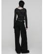 Punk Rave Black and Grey Gothic Punk Stripe Short T-shirt for Women