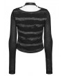 Punk Rave Black and Grey Gothic Punk Stripe Short T-shirt for Women