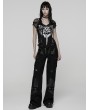 Punk Rave Black Gothic Punk Low-Waist Wide-Leg Pants for Women