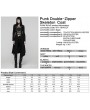 Punk Rave Black Gothic Punk Double-Zipper Skeleton Coat for Women