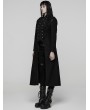 Punk Rave Black Retro Gothic Double-Breasted Woolen Long Coat for Women