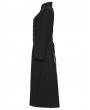 Punk Rave Black Retro Gothic Double-Breasted Woolen Long Coat for Women