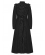 Punk Rave Black Retro Gothic Double-Breasted Woolen Long Coat for Women