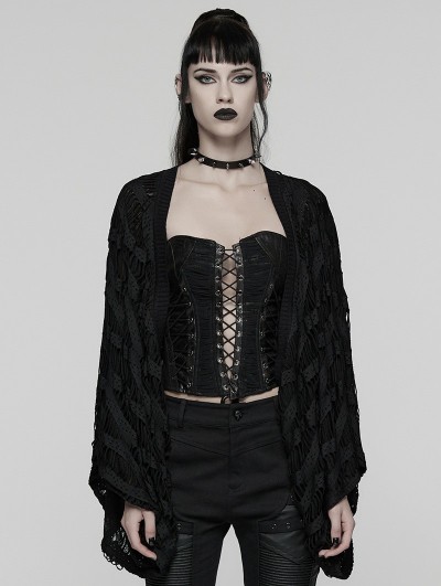 Punk Rave Black Gothic Decadent Punk Style Cardigan for Women