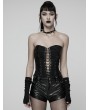 Punk Rave Black Gothic Punk Pleated Lace-Up Tube Top for Women