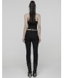 Punk Rave Black Gothic Punk Pleated Lace-Up Tube Top for Women