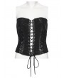 Punk Rave Black Gothic Punk Pleated Lace-Up Tube Top for Women